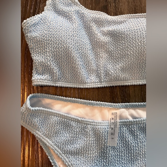 Baby Blue Plain One Shoulder Bikini Swimsuit Size Small - Picture 8 of 9